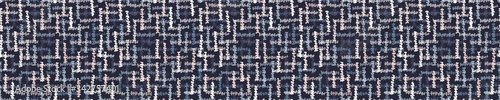 
Indigo blue doodle woven criss cross  seamless border pattern. Sketchy vector texture background. Modern dark navy banner weave. Hand drawn quirky ribbon edge. Masculine home deco textile ribbon trim