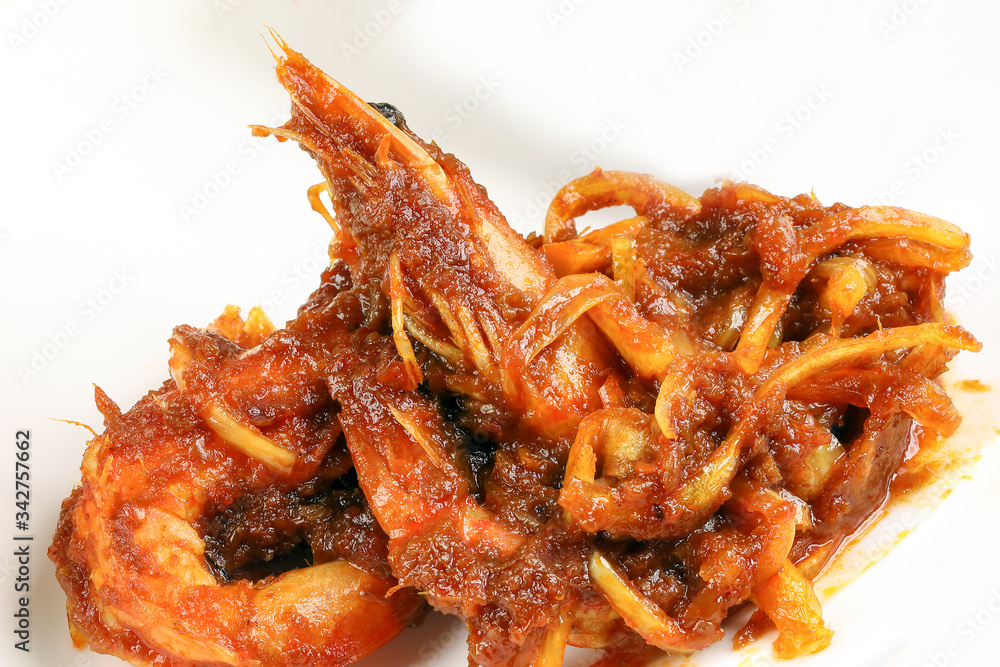 Sambal curry red prawn malay Peranakan nonya food
