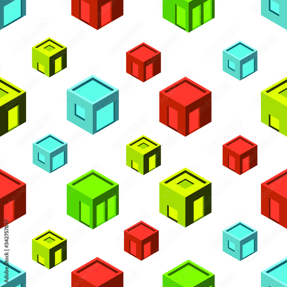 Seamless House Pattern Isometric Colour Seamless House Pattern Isometric Colour