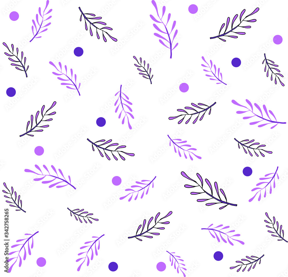 pattern with purple leaves and dots pattern with purple leaves and dots
