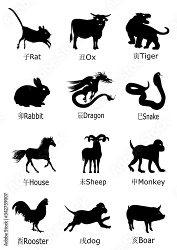 Zodiac  12 Symbolic Animals  vector file