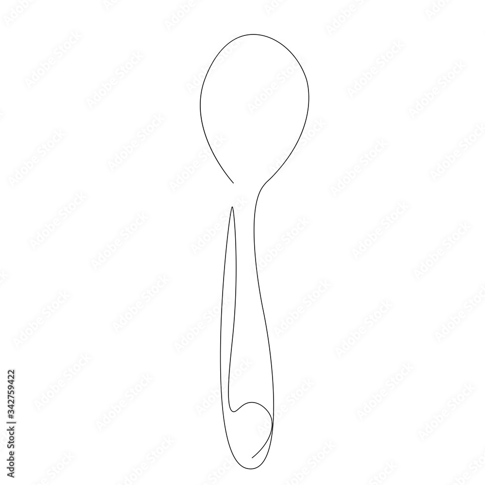 Spoon icon silhouette line drawing on white background, vector illustration Spoon icon silhouette line drawing on white background, vector illustration