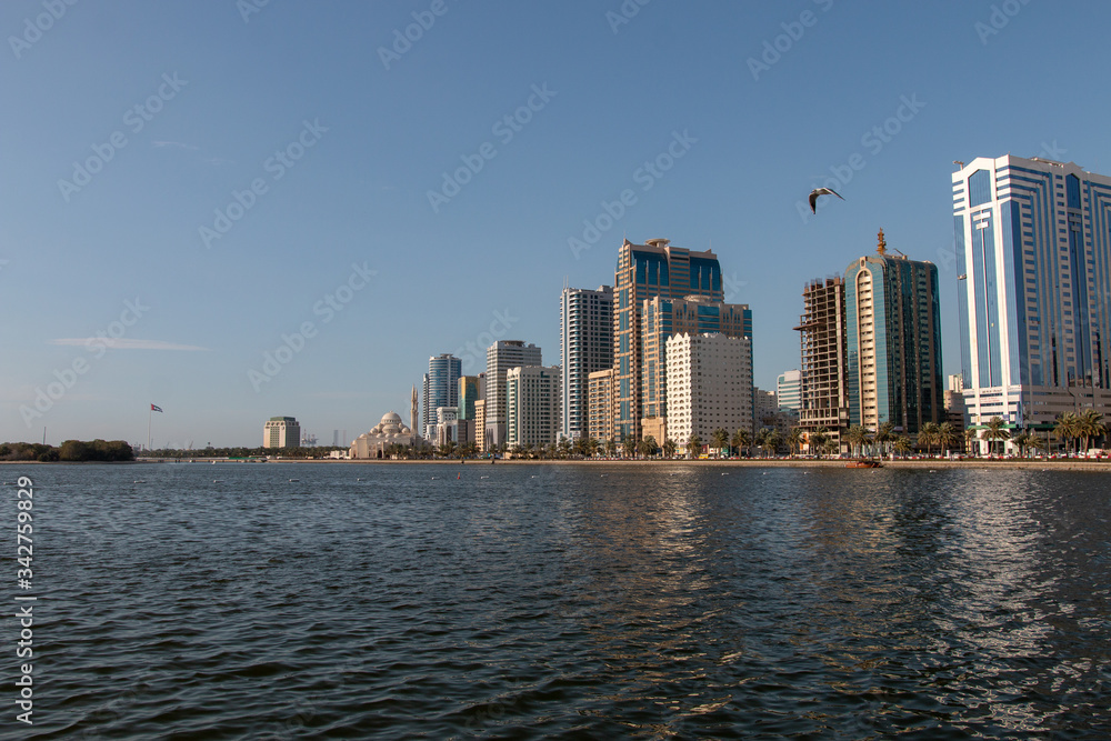 Sharjah city United Arab Emirates from Al Majaz WaterFront Sharjah city United Arab Emirates from Al Majaz WaterFront