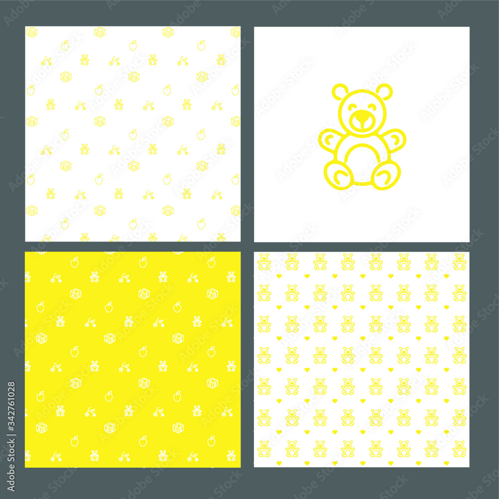 set of vector backgrounds white and yellow for baby