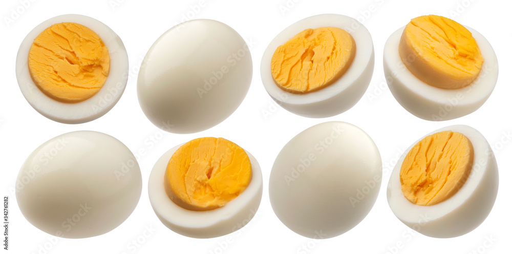 Hard boiled chicken eggs isolated on white background Hard boiled chicken eggs isolated on white background