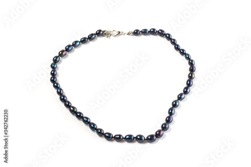 Natural Black Pearl Beads on Isolate White Background