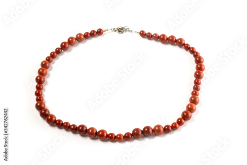 natural jasper beads on a white background isolate