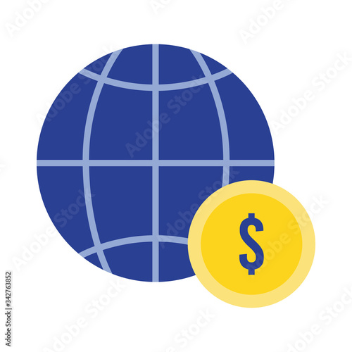 sphere browser with coin flat style icon