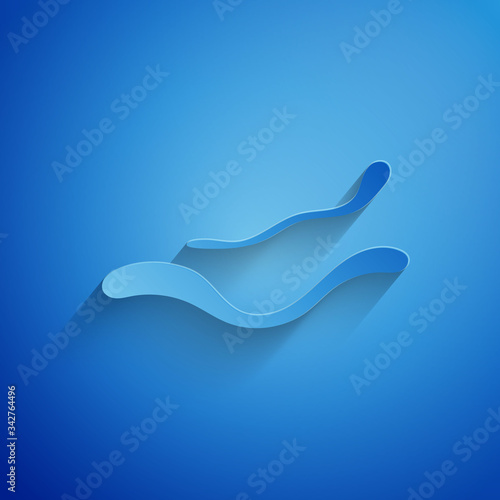 Paper cut Ebola virus disease icon isolated on blue background. Paper art style. Vector Illustration