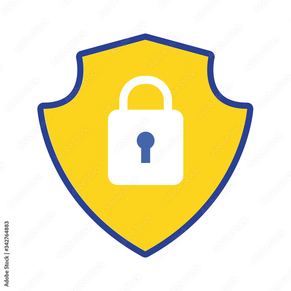 shield with padlock flat style shield with padlock flat style