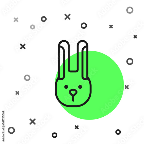 Black line Rabbit with ears icon isolated on white background. Magic trick. Mystery entertainment concept. Vector Illustration