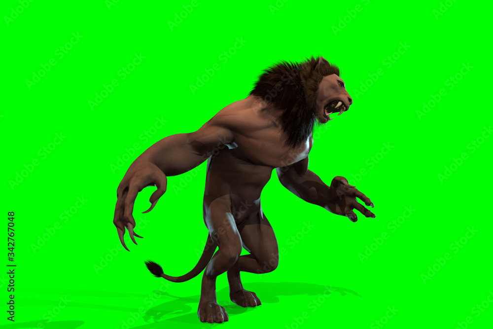 Fantasy character Humanoid Lion in epic pose - 3D render Fantasy character Humanoid Lion in epic pose - 3D render