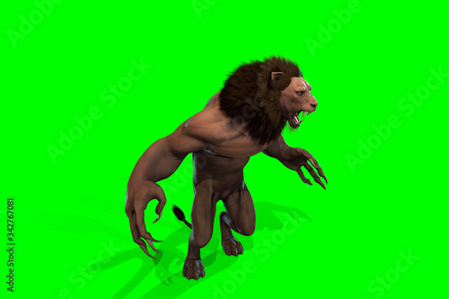 Fantasy character Humanoid Lion in epic pose - 3D render