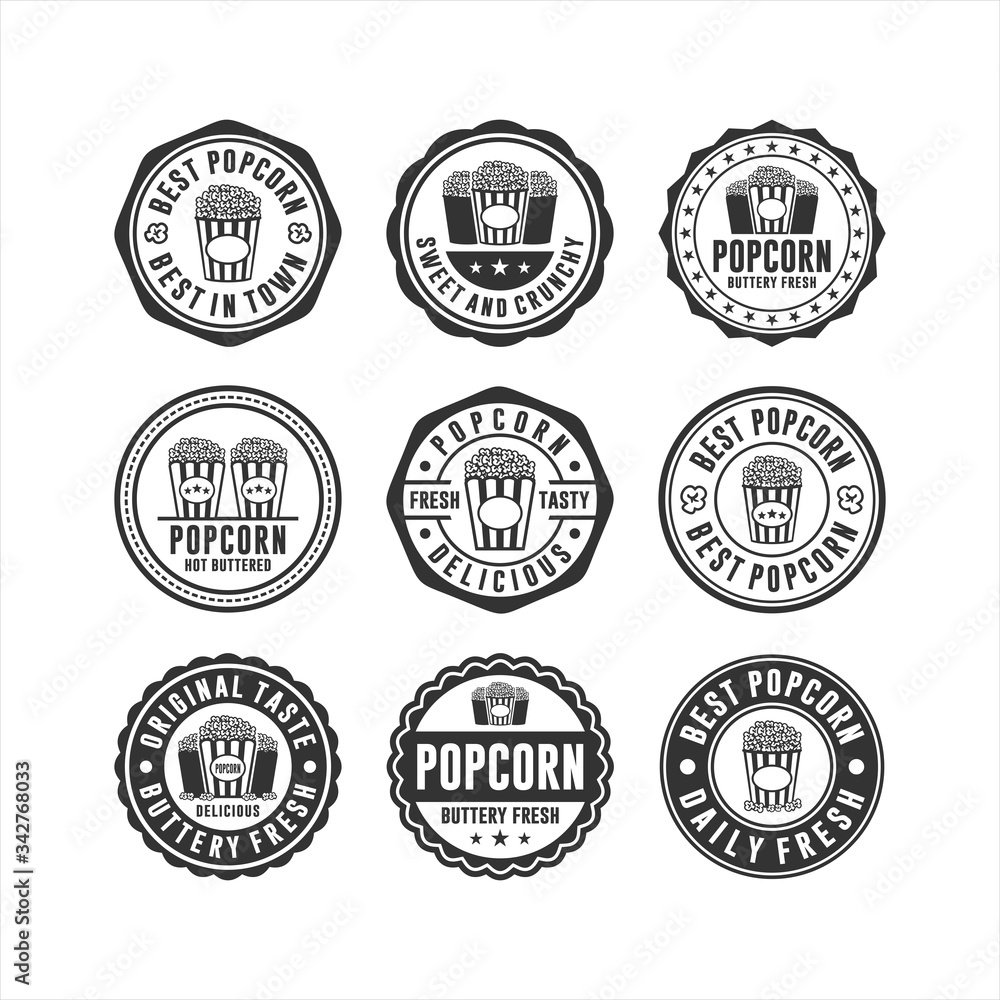 Badge stamp popcorn design collection
