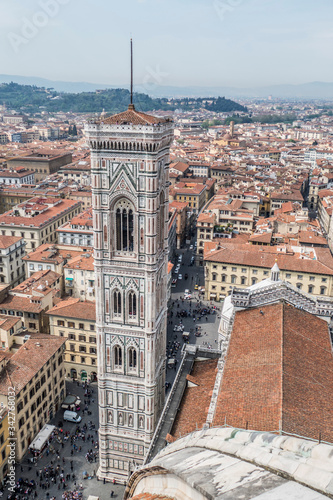 Aerial view of the Giotto bell tower in Florence