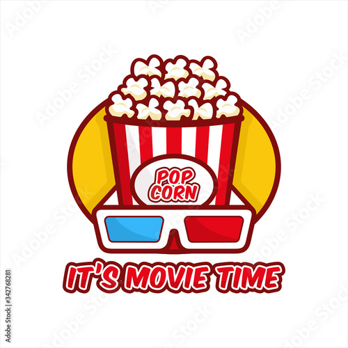 Popcorn movie time vector design