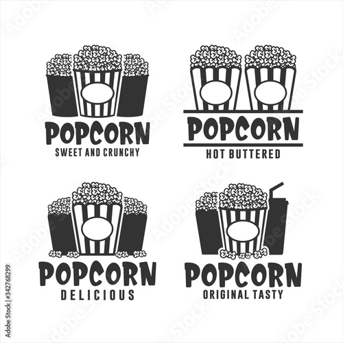 Popcorn sweeet and crunchy logo collection