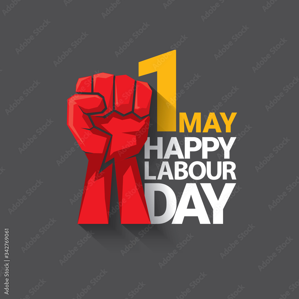 1may Spring Vecteur Stock 1 may Happy labour day vector label with strong protest ...