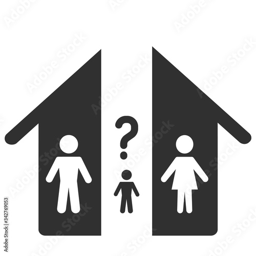 Division of property during divorce and the choice of the child with whom he will remain. icon