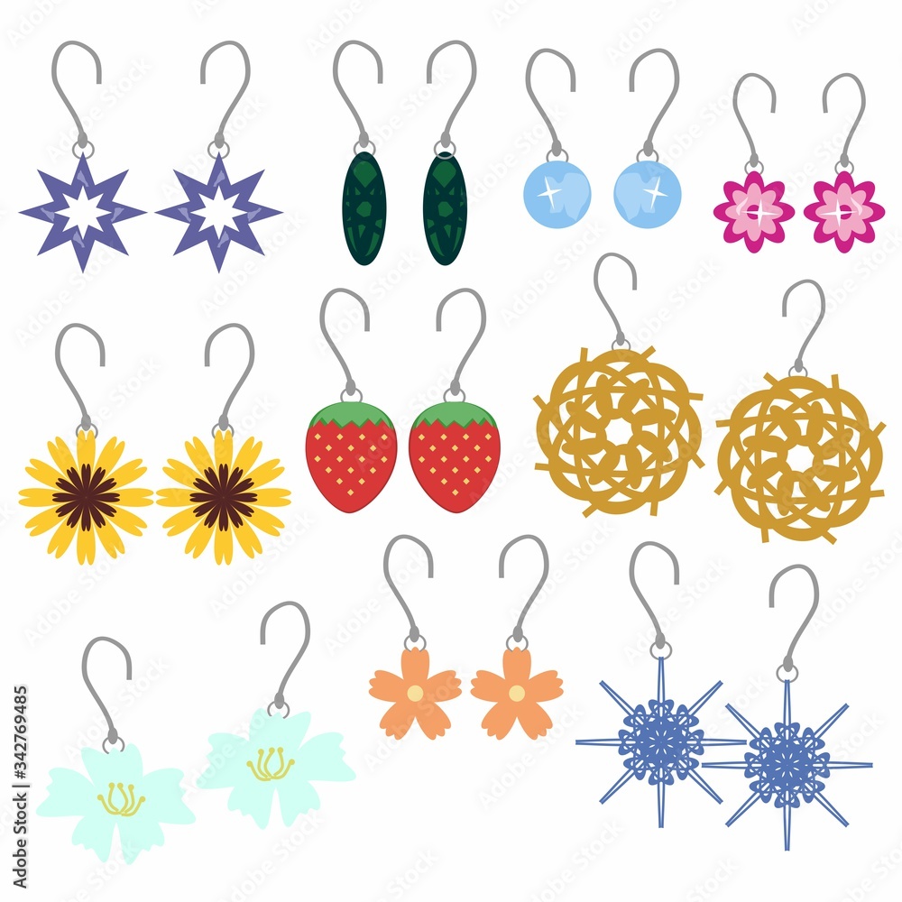 set with earrings on white background set with earrings on white background