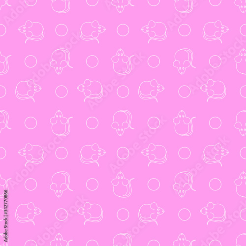 Pink mice seamless pattern, cute wallpaper texture print, wrapping design. Vector graphics.