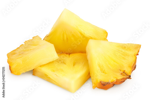 pineapple slice isolated on white background with clipping path and full depth of field