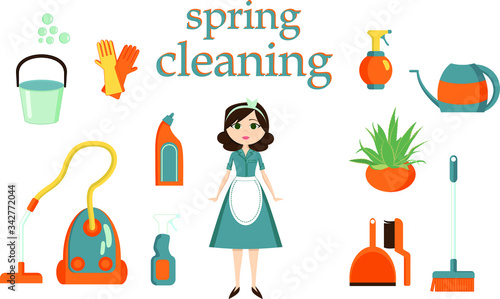 housewife spring cleaning household chores