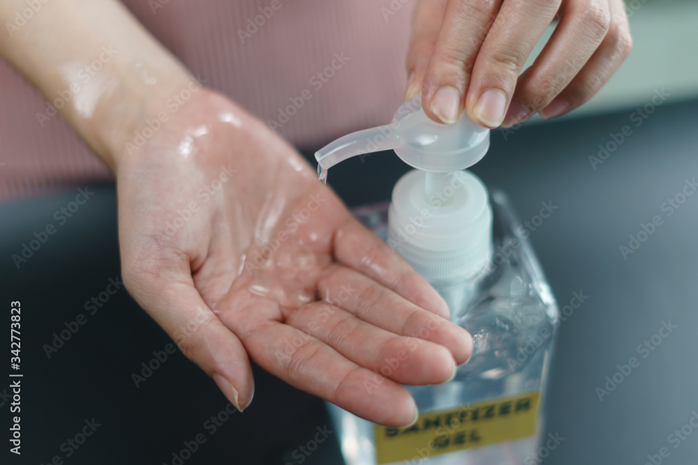 Hand wash with disinfectant gel dispenser during the epidemic covid-19. Hand wash with disinfectant gel dispenser during the epidemic covid-19.