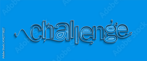 Challenge Calligraphic 3d Style Text shopping poster vector illustration Design.