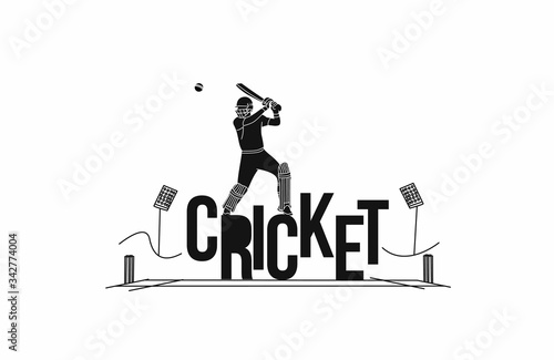 Cricket banner batsman championship background. Use for cover, poster, template, brochure, decorated, flyer, banner.