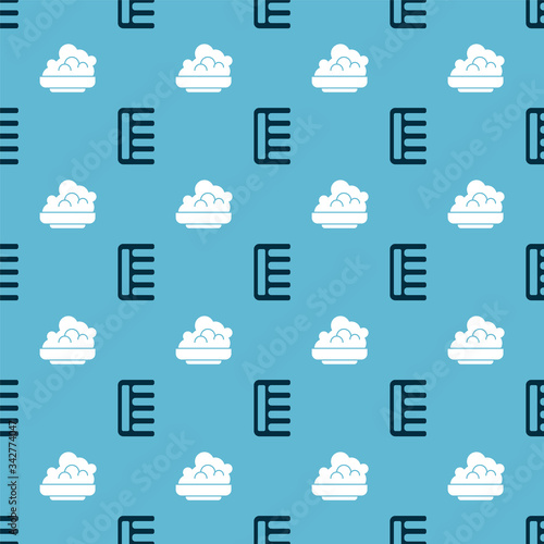 Set Hairbrush and Shaving gel foam on seamless pattern. Vector