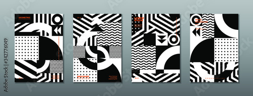 Vintage retro design vector covers set. Swiss style geometric compositions for book covers, posters, flyers, magazines, business annual reports