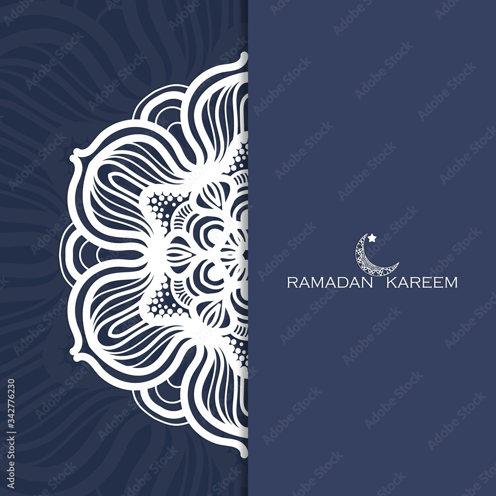 Fototapeta premium Abstract crescent mandala graphic design for Ramadan Kareem Muslim holy month concepts backgrounds