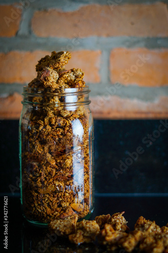 Granola in a glass jar
