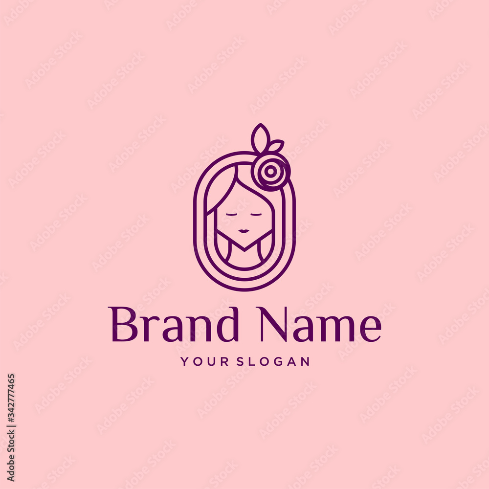 Abstract luxury beautiful girl logo design template Abstract luxury beautiful girl logo design template