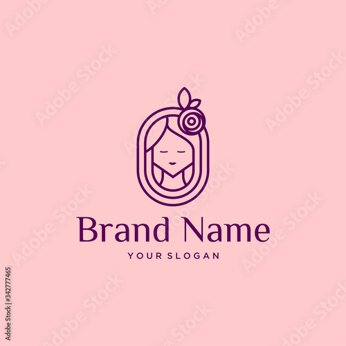 Abstract luxury beautiful girl logo design template