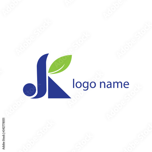 letter j k logo illustration of tea leaf vector design