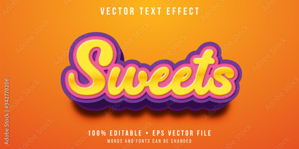 Editable text effect - sweet treats style