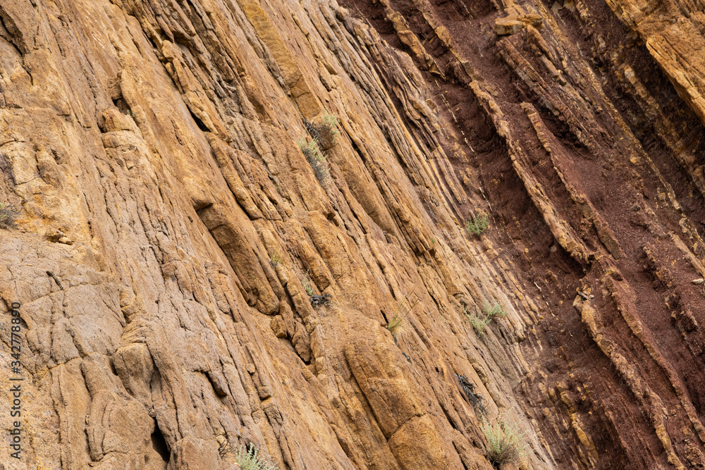 sand wall in lime red canyon, dry arid soil due to lack of water sand wall in lime red canyon, dry arid soil due to lack of water