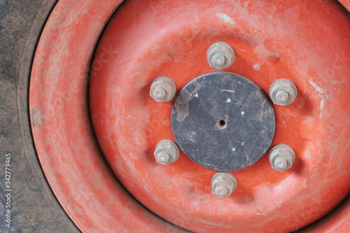 red wheel of a car