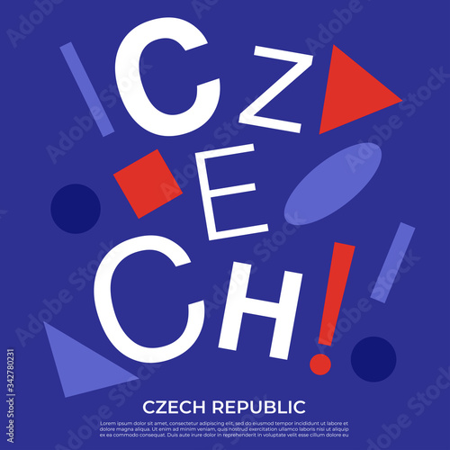 Set of country name with geometric elements : Vector Illustration