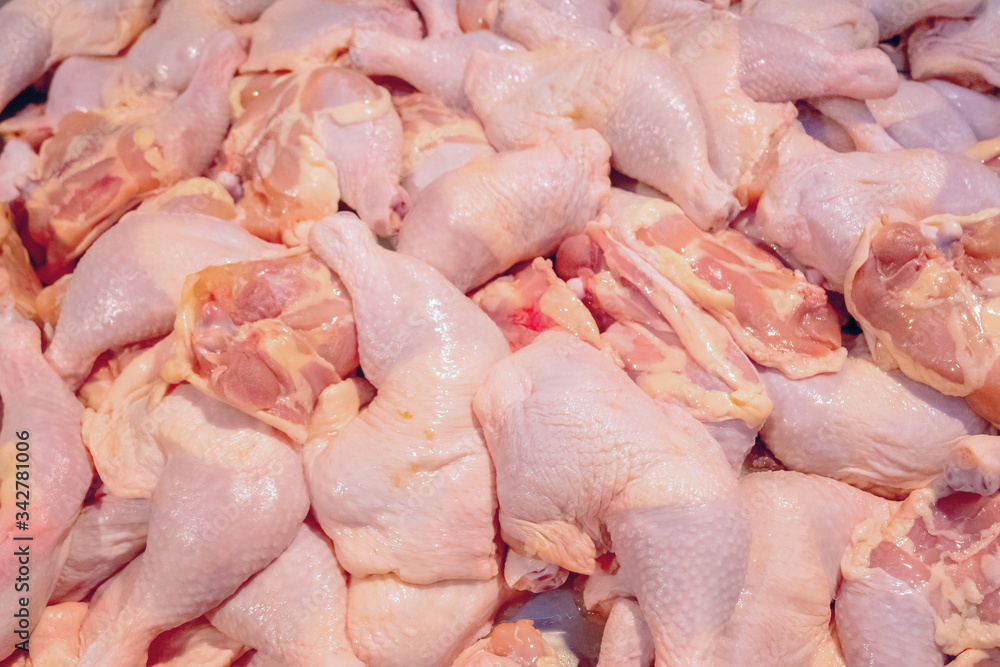 raw natural chicken meat piling for sale in supermarket