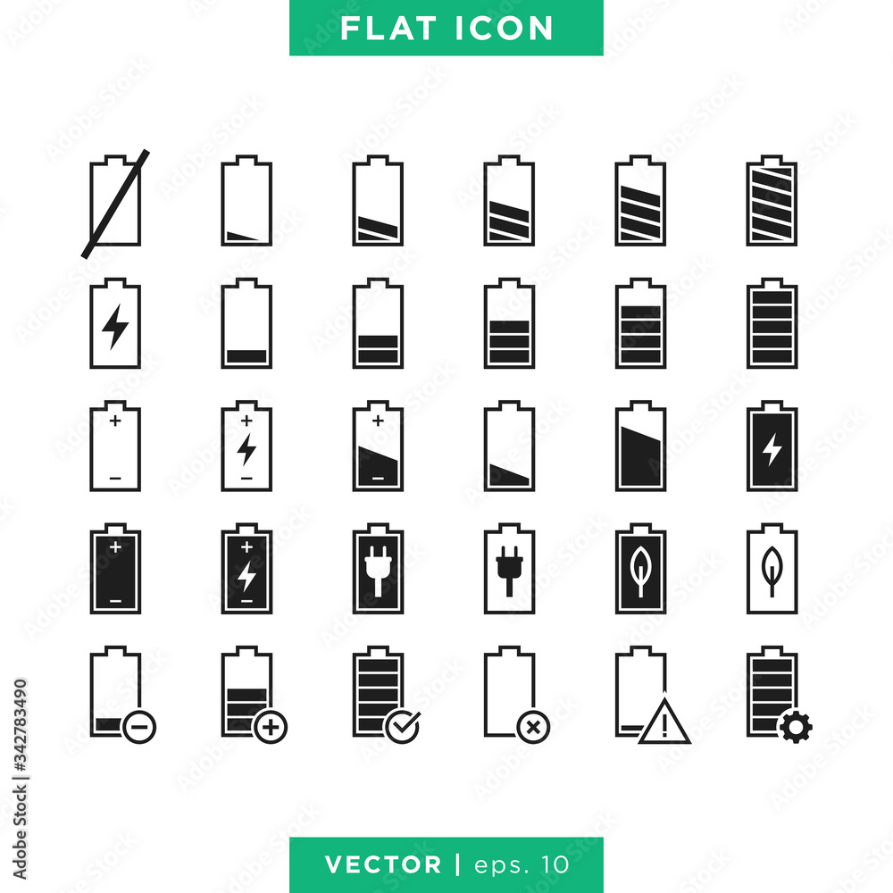 Battery icon vector design template Battery icon vector design template