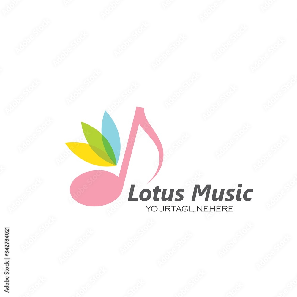 music note with lotus flower concept vector illustration logo icon music note with lotus flower concept vector illustration logo icon