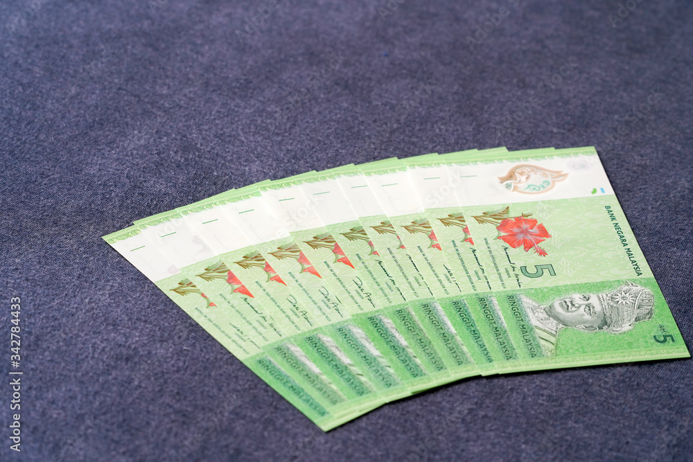 Obraz premium Bank Note Malaysia Ringgit RM5 Economy Investment Exchange Market Fortune