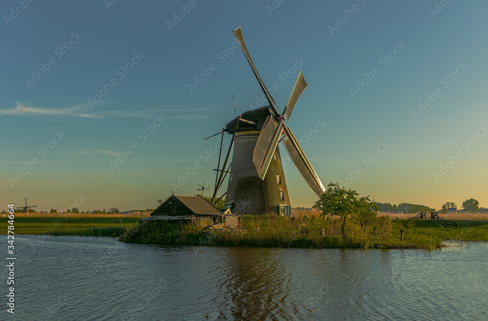 Mill during golden hour at Kinderdijk