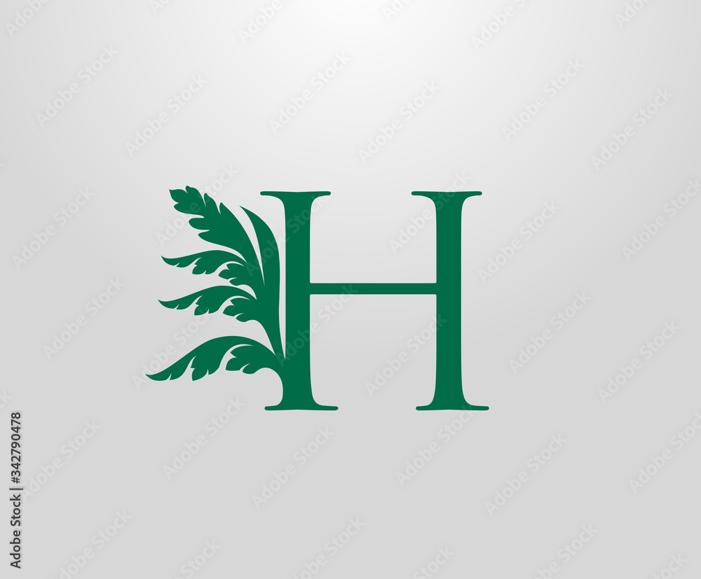 Classic H Letter Luxury Logo. Letter H With Green Floral Shape design perfect for fashion, Jewelry, Beauty Salon, Hotel Logo. Cosmetics, Spa Logo. Resort and Restaurant Logo. Classic H Letter Luxury Logo. Letter H With Green Floral Shape design perfect for fashion, Jewelry, Beauty Salon, Hotel Logo. Cosmetics, Spa Logo. Resort and Restaurant Logo.