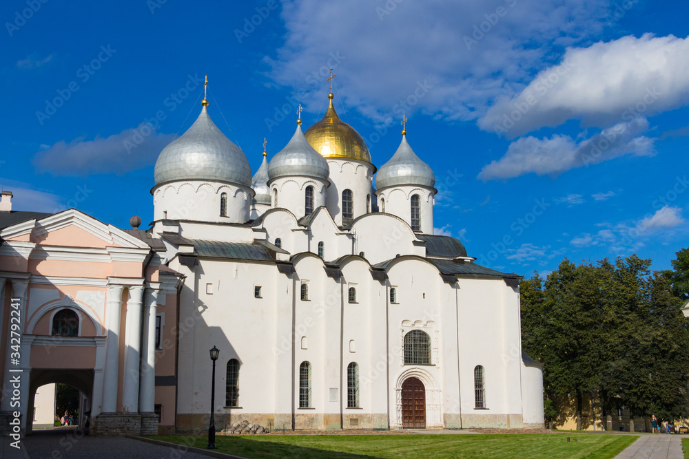 Russian Orthodox St. Sophia Cathedral of the Novgorod Kremlin on a summer day