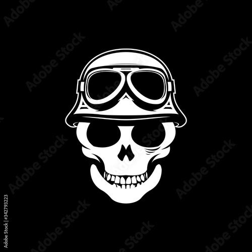 scary masculine skull with helmet perfect for motorcycle biker club vector illustration design