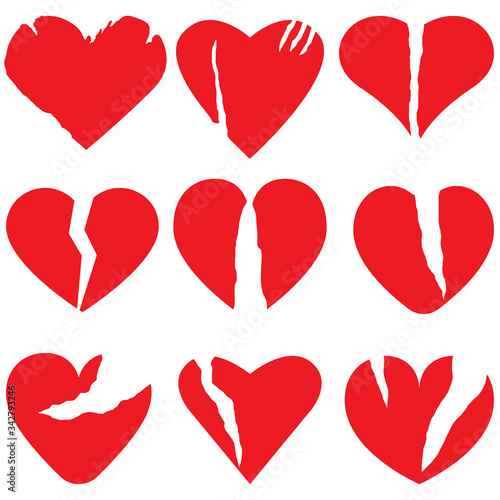 Heartbreak, broken heart or divorce flat icon for apps and websites